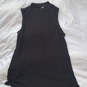 Black Loose Fit Sleeveless Mock Turtleneck
